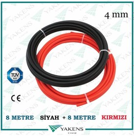 Resim Solar Kablo 8m+8m 4mm Güneş Paneli Kablo Seti Siyah Kırmızı 