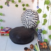 Resim Ottoman Pouffe Art Deco El Yapımı Hakiki Deri Orijinal Bohem Bahçe Balkon Puf Yer Minderi 50 Ve 40cm(DOLGULU) 