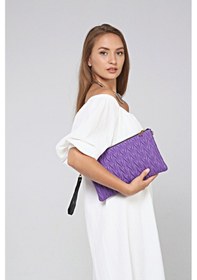 Resim Morpelikan Mor Zikzak Clutch Kadın Portöy Çanta Mor 