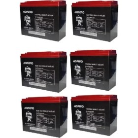 Resim Monero 12V-20 Amper Dik E-Bıke Akü 6'lü Paket 24 Amper Ebatlarında Ebatlar: 180 x 78 x 170MM 