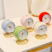 Resim RUISUNG Vintage Metal Duvar Saatleri - 6 Yuvarlak, Pil ile Çalışan, Gece Işığı ile Sesli Alarm Saatleri, Klasik Azimiyetli Tasarım, Yüksek Çözünürlüklü Cam Yüz, Yatak Odası, Oturma Odası, Ofis, Mutfak, Seyahat Alarm Saati için İdeal, Yatak Odası Duvar Saati | Vintage Duvar Saati | Metalik Kaplama 