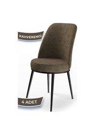 Resim Canisa Concept Dexa Serisi Kahverengi Renk 4 Adet Sandalye, Renk Kahverengi, Ayaklar Siyah Kahverengi 