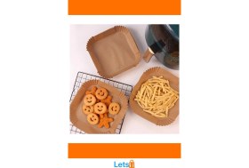 Resim Letsii 50 Adet Büyük Boy Hava Fritözü Pişirme Kağıdı Yağsız Temizlik Kolay 