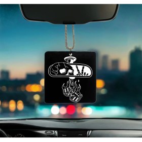 Resim Kurukafa Zar Desenli Pleksi Dikiz Ayna Süsü 