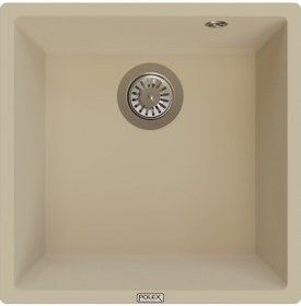 Resim Polex Cristalüx Granit Evye P-X40 Bej Tezgah Altı Ve Tezgah Üstü Kare Mutfak Evyesi 53.8x44 CM 