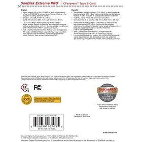 Resim Sandisk 256GB Extreme Pro Cfexpress Card Type B (SDCFE-256G-GN4IN) 