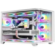 Resim DRAGOS Ocean Curved Pro 750W 80+ Temperli Cam Atx Mid Tower Oyuncu Bilgisayar Kasası Beyaz 