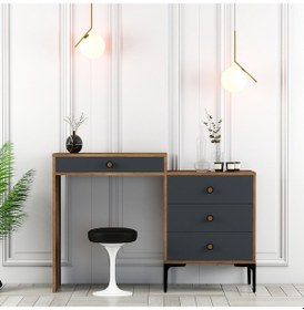 Resim Lizbon Makyaj Masası - Ceviz / Antrasit 