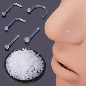 Resim 20 Adet Akrilik Burun Delme Seti - Seksi Tarz, Dönme ve Yuvarlak Detaylar, Kaplama Yok, Mozaik Yok - Şeffaf Bükme, L-Şekilli, Yüz Delme Takıları için Düz Barbell 