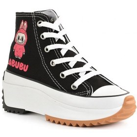 Resim Labubu Baskılı Yüksek Taban Boğazlı Converse Siyah - Fuşya 