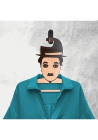 Resim C Chaplın Dijital Baskılı Butik Ahşap Elbise Askısı Krem 