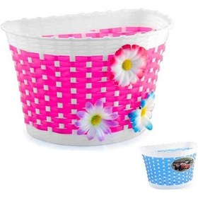 Resim Bisiklet Mtb Ön Sepet Hasır Çiçekli Plastik 