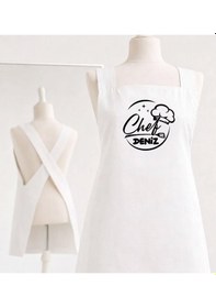 Resim Bk Gift Kişiye Özel İsimli Çapraz Askılı Beyaz Mutfak Önlüğü - 3, Aşçı Önlüğü, Şef Önlüğü, Anneye Hediye Kobitmeyencom35937 Bk Gift Renkli 