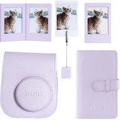 Resim Instax mini 12 Lila Deri Kılıf Laporta Deri Albüm ve Fotoğraf Çerçeveleri Aksesuar Seti 