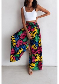 Resim Sensuelle Kadın Yüksek Bel Lastikli Desenli Süprem Pantolon Pembe 