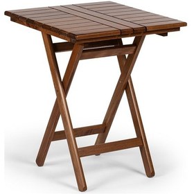 Resim Atina Katlanır Masa 60x60 - Dış Mekan Ahşap Bahçe, Balkon Masa Ceviz 