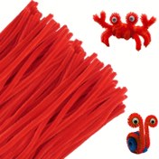 Resim Çeşitli Kırmızı Chenille Çubuğu Temizleme Araçları İçin Bir DIY Kılavuz Video, 101/301/501 Adet 30Cm/11.81 İnç El Yapımı Renkli Chenille Çubukları ile Bulunan Bir Video. 