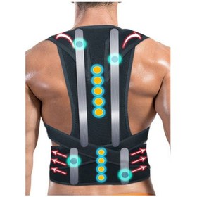 Resim Kadın-erkek Siyah Çift Balenli Manyetik Ortopedik Korse 