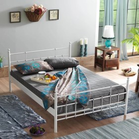 Resim Unimet Lalas Çift Kişilik Ferforje Metal Karyola-Beyaz 