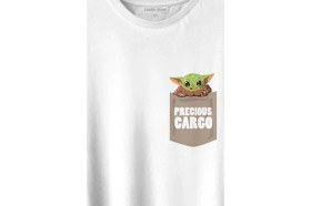 Resim Kendim Seçtim The Mandalorian Bebek Yoda Cep Tasarımı Baskılı Tişört T-Shirt Beyaz 