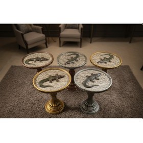 Resim Timsah Figürlü Döküm Sehpa Gold Gold 