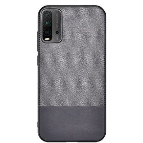 Resim Microcase Xiaomi Redmi 9t Fabrik Serisi Kumaş Ve Deri Desen Kılıf - Gri 