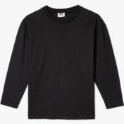 Resim Erkek Çocuk Pamuklu Uzun Kollu Bisiklet Yaka Oversize Basic Tişört 