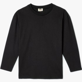 Resim Erkek Çocuk Pamuklu Uzun Kollu Bisiklet Yaka Oversize Basic Tişört 