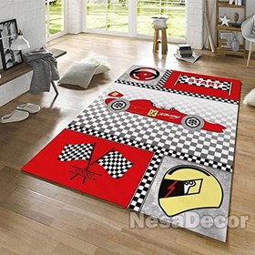 Resim Yarış Arabası Desenli Halı Erkek Çocuk Odası Halısı Modern Araba Halısı Dijital Baskı Oda Halısı (150 x 230 cm) 