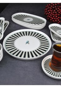 Resim 29 Parça Porselen Kahvaltı Takımı Blackbird Kahvaltı Seti Tabak Siyah 