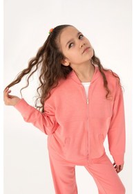 Resim U.S. Polo Assn. Kız Çocuk Neon Pembe Fermuarlı Örme Hırka 50317869-VR105 