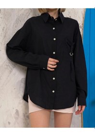 Resim Relax Fit Keten Gömlek Siyah S255349 Siyah 