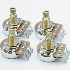 Resim 2 Adet Sağlam Pirinç Gitar/Bas Potentiometre (A250K/B250K/A500K/B500K) - 18mm Uzun Şaft, Düşük Gürültü & Pürüzsüz Döndürme, Montaj Donanımı Dahil - Elektro Gitarlar, Baslar, Humbucker/Single-Coil ile Uyumlu - Profesyonel Yapım, Tamir ve Yükseltmeler için - Dayanıklı Pirinç Yapı, Enstrüman Modifikasyonları, Hassas Kontrol Düğmeleri, Kararlı Kontrol Montajı 