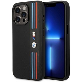 Resim İphone 14 Pro Max Uyumlu Kılıf Bmw Pu Deri 3 Renkli Çizgili Örgü Dizayn Kapak 