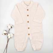 Resim Bebek Star Açık Pembe Bebek Müslin Tulum %100 Cotton 