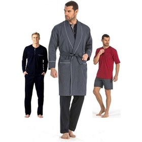 Resim Pierre Cardin 5li Penye Robdöşambr Damat Pijama Set 5560 Lacivert 