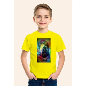 Resim Karya ButikAslan Kral Baskılı Sarı Çocuk T-Shirt 