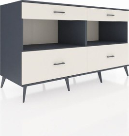 Resim Kronos Konsol 2 Raflı 4 Çekmeceli 176x59x99 Antrasit-antrasit/ay Antrasit-antrasit/aytaşı 