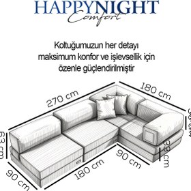 Resim HAPPYNIGHT Sofya Büyük Köşe | Aktivite Koltuğu | Oyun Koltuğu | Sünger Koltuk | Sinema Koltuğu. 270x180 CM 