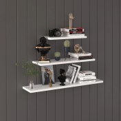 Resim Asra Trend Doğal Modern Organizer Düzenleyici Dekoratif Kitaplık Banyo Mutfak 3'lü Duvar Rafı 