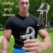 Resim 200KG Ayarlanabilir Kavrama Güçlendirici - Ağır Hizmet Karbon Çelik El ve Dirsek Güçlendirici, Elektronik Ekranlı, 5-200kg Aralığı, Evde Spor Salonu, Ofis Kullanımı için Ergonomik Tasarım - Erkek Fitness ve Stres Giderme için İdeal, El Güçlendirici 