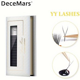 Resim DeceMars Premium YY-Şekilli Siyah veya Kahverengi Bireysel Kirpik Uzatmaları - C/D Kıvrım, Doğal Görünüm, Başlangıç Dostu 