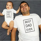 Resim venüsdijital Best Dad Kıd Ever Beyaz Tshirt Zıbın(tekli Üründür Kombin Yapmak Için 2 Adet Sepete Ekleyiniz) 