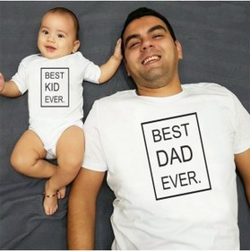 Resim venüsdijital Best Dad Kıd Ever Beyaz Tshirt Zıbın(tekli Üründür Kombin Yapmak Için 2 Adet Sepete Ekleyiniz) 