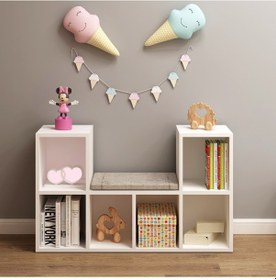 Resim Flymobılya Linaza Montessori Minderli Kitaplık 