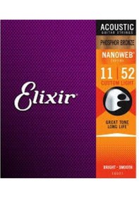 Resim Elixir 16027 Nanoweb Phosphor Bronze Akustik Gitar Teli (11-52) 