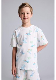 Resim Defacto Regular Fıt Elastik Bel Desenli 2li Bej Pijama Takımı Erkek Çocuk H5396a826hser83 Ekru-er83 
