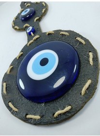 Resim Deri Süslemeli Nazar Boncuğu Duvar Dekoru El Yapımı Cam Dekoratif 