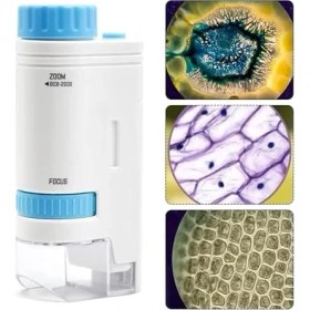 Resim Mini El Mikroskopu, 200X Büyütme Kapasitesi, LED Işıklı Tasarım, Hd Yüksek Görüntü Kalitesi, Tek Elle Rahat Kullanımlı, Hafif ve Kompakt Tasarım, Eğlenceli ve Öğretici Mini El Keşif Mikroskopu 