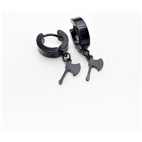 Resim 316L CERRAHİ ÇELİK SİYAH KAPLAMA BALTA FİGÜR İGNELİ ÇELİK KÜPE Gümüş 